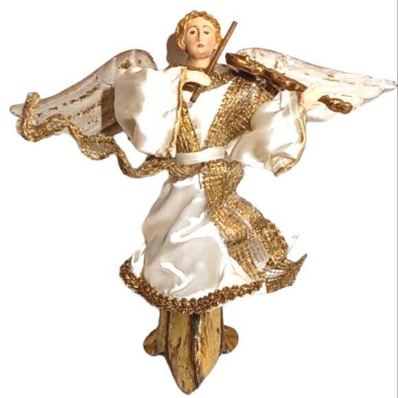 Vintage Angel With Violin And Tin Wings and base - Picture 1 of 10